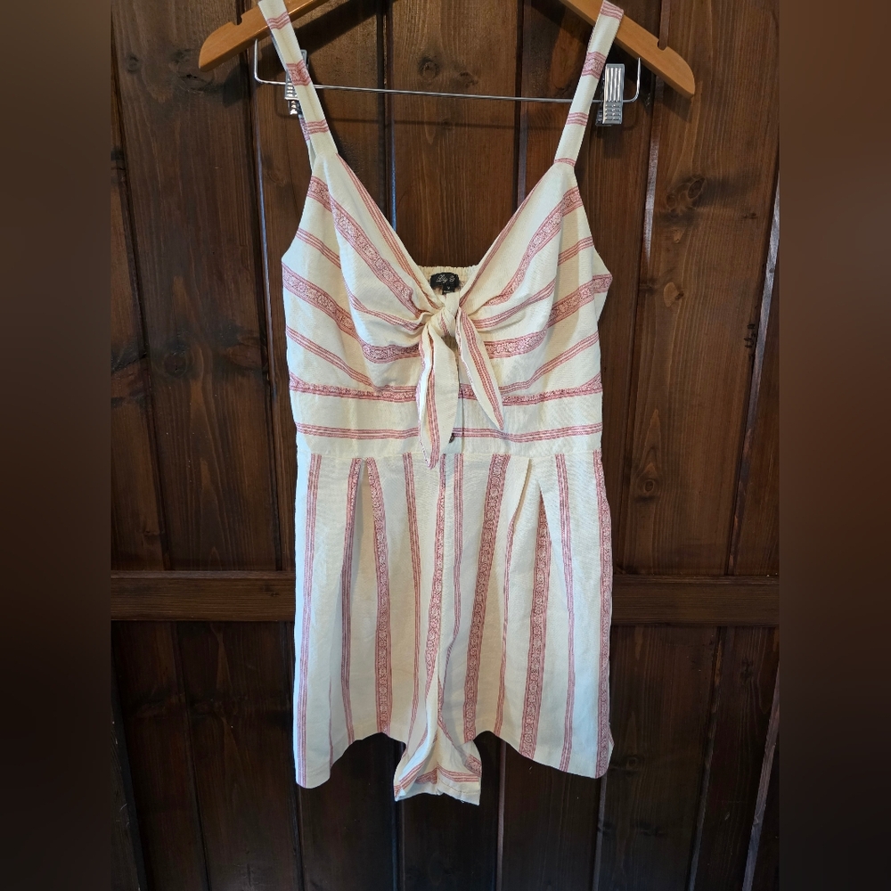 Lily Red and Cream Tie-Front Top